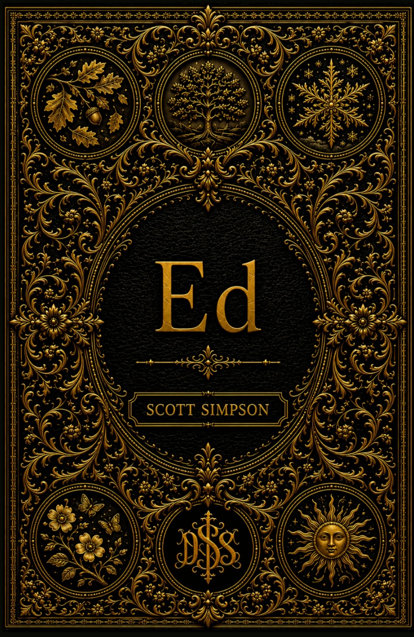 Ed by Scott Simpson, an ornate black and gold cover with seasonal motifs